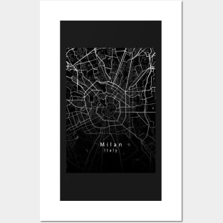 Milan Italy City Map dark Posters and Art